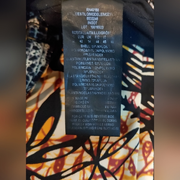 Amoressa by Miraclesuit "Dijon Ingot" One-Piece Mesh Insets Leaf Print Size 12 - Picture 11 of 13